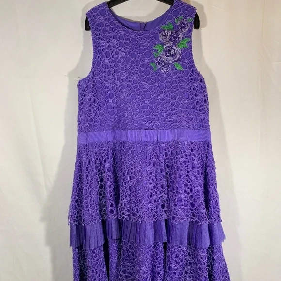 plus size lace high low dress Plus Size Long Lace Dress with Corset Back by Poly USA W1020 main image 0